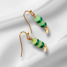 Load image into Gallery viewer, Emerald Heart Dangle Earrings