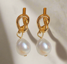 Load image into Gallery viewer, Knot Pearl Drops Earrings