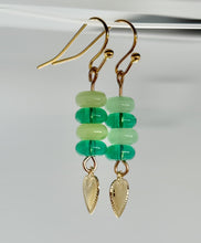 Load image into Gallery viewer, Emerald Heart Dangle Earrings