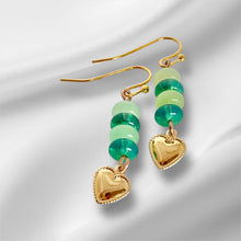 Load image into Gallery viewer, Emerald Heart Dangle Earrings