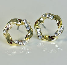Load image into Gallery viewer, Golden Twist Halo Studs