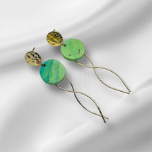 Load image into Gallery viewer, Mint Wave Flow Drop Earrings