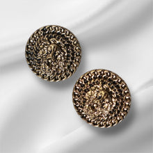 Load image into Gallery viewer, Lion Medallion Stud Earrings