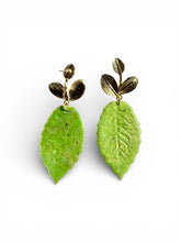 Load image into Gallery viewer, Emerald Leaf Drop Studs