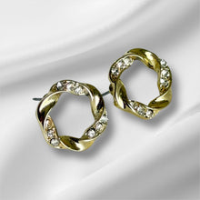 Load image into Gallery viewer, Golden Twist Halo Studs