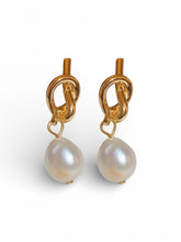 Load image into Gallery viewer, Knot Pearl Drops Earrings
