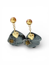 Load image into Gallery viewer, Midnight Heart Bloom Earrings