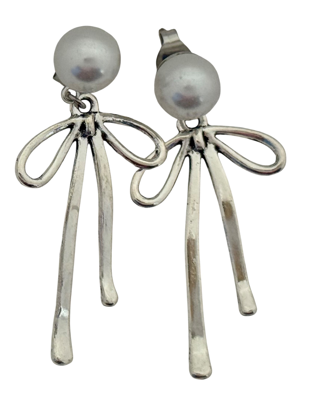 Silver Ribbon Drop Earrings
