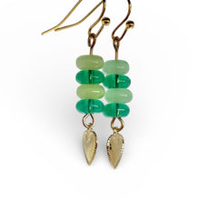 Load image into Gallery viewer, Emerald Heart Dangle Earrings
