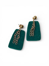 Load image into Gallery viewer, Emerald Chain Drop Earrings
