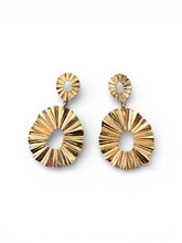Load image into Gallery viewer, Sunburst Boho Gold Pleated Earrings
