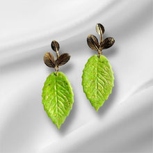 Load image into Gallery viewer, Emerald Leaf Drop Studs
