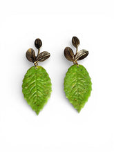 Load image into Gallery viewer, Emerald Leaf Drop Studs
