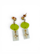 Load image into Gallery viewer, Lime Grace Cross Earrings
