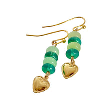 Load image into Gallery viewer, Emerald Heart Dangle Earrings
